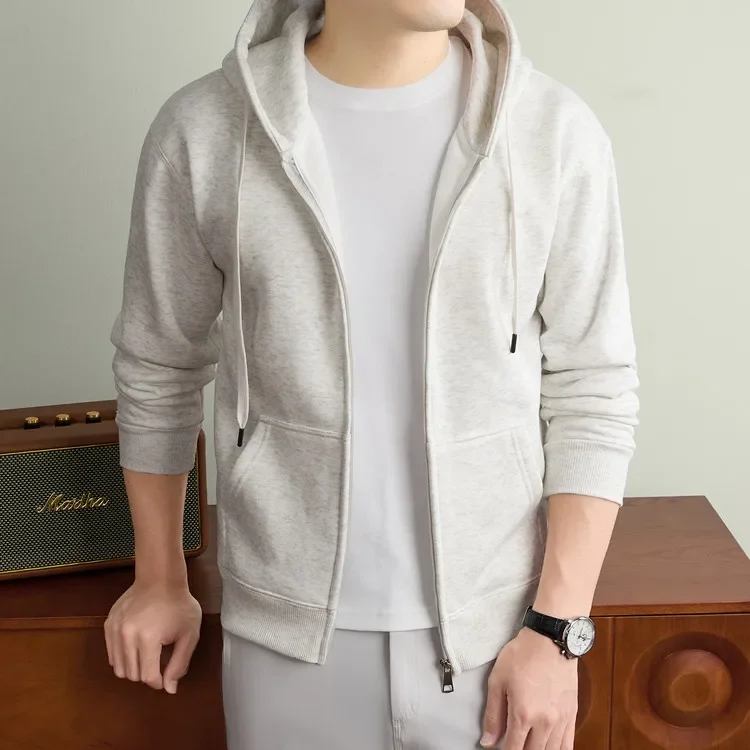 Herren-Kapuzenjacke mit Reißverschluss – Premium-Baumwollmischung, Weich & Langlebig, Unisex Übergrößen-Hoodie für Outdoor und Wandern – Detail 12