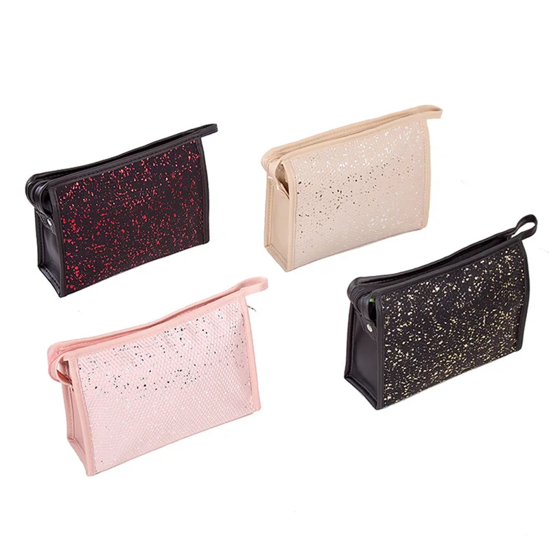 

DHL50pcs PU Glitter Large Capacity Short Organizer Travel Makeup Bags