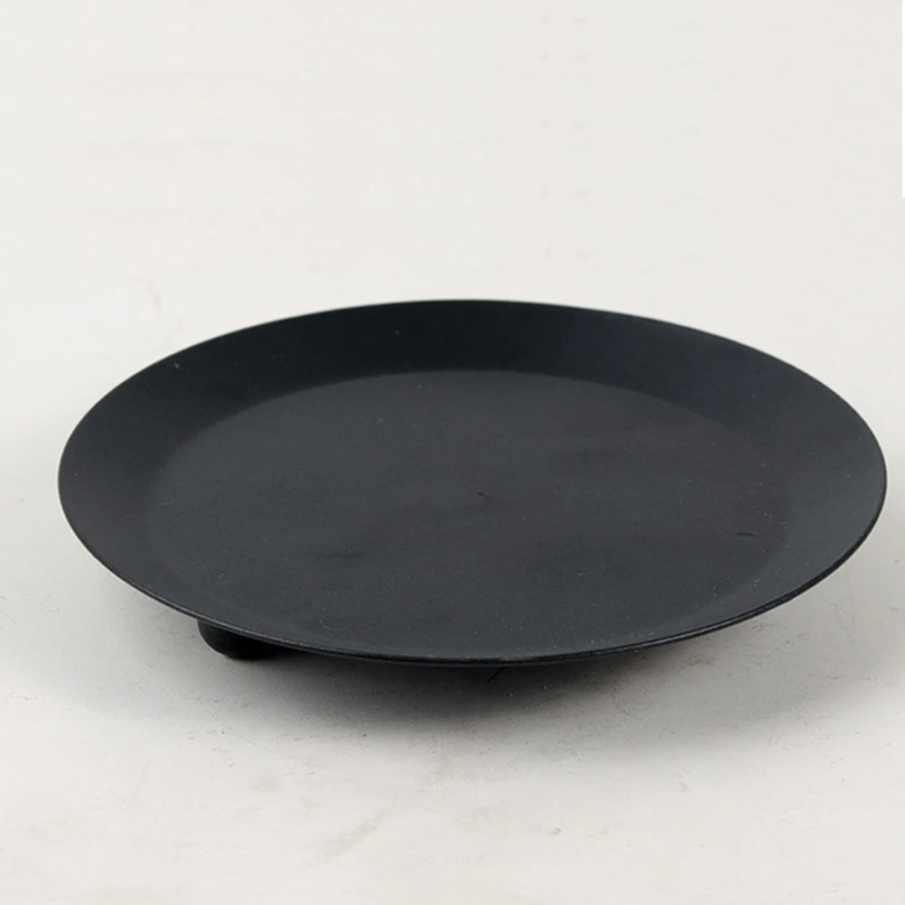 

2Pcs Elegant Black Candlestick Metal Candle Plate Decorative Candle Holder Scented Candle Tray Unique Design