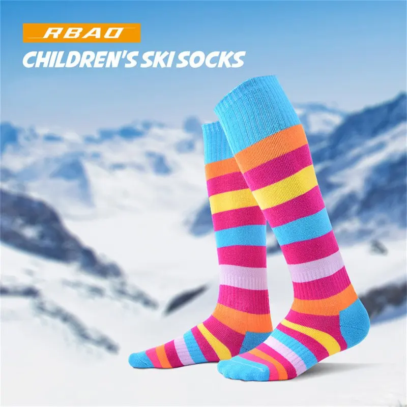 7 Colors Children's Ski Socks Thick Warm Long Women Winter Thermal Socks Boys Girls Snow Sport Socks Roller Skating Snowboarding