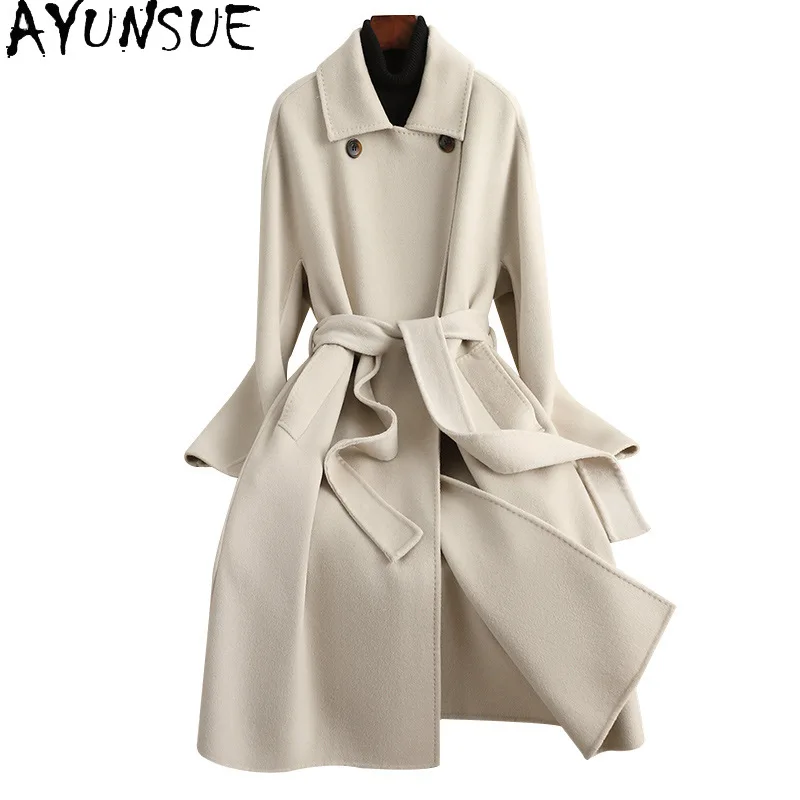 AYUNSUE 90% Double Sided Wool Jacket Women Luxury New in Outerwears Fashion Long Coat Fall Clothes 2024 Womans Пальто Женское