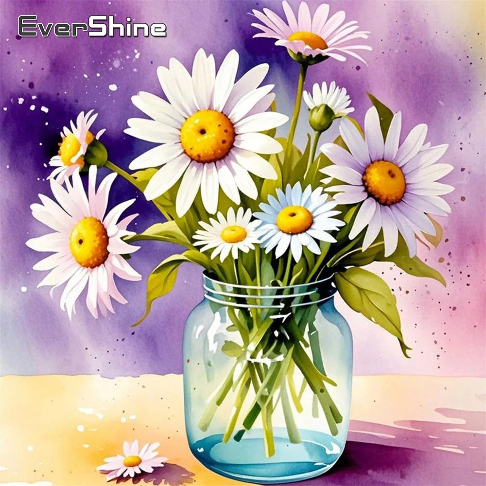 

Evershine Diamond Embroidery Flower Picture Of Rhinestones Painting Daisy Full Drill Mosaic Vase 5D DIY Kit Unique Handmade Gift