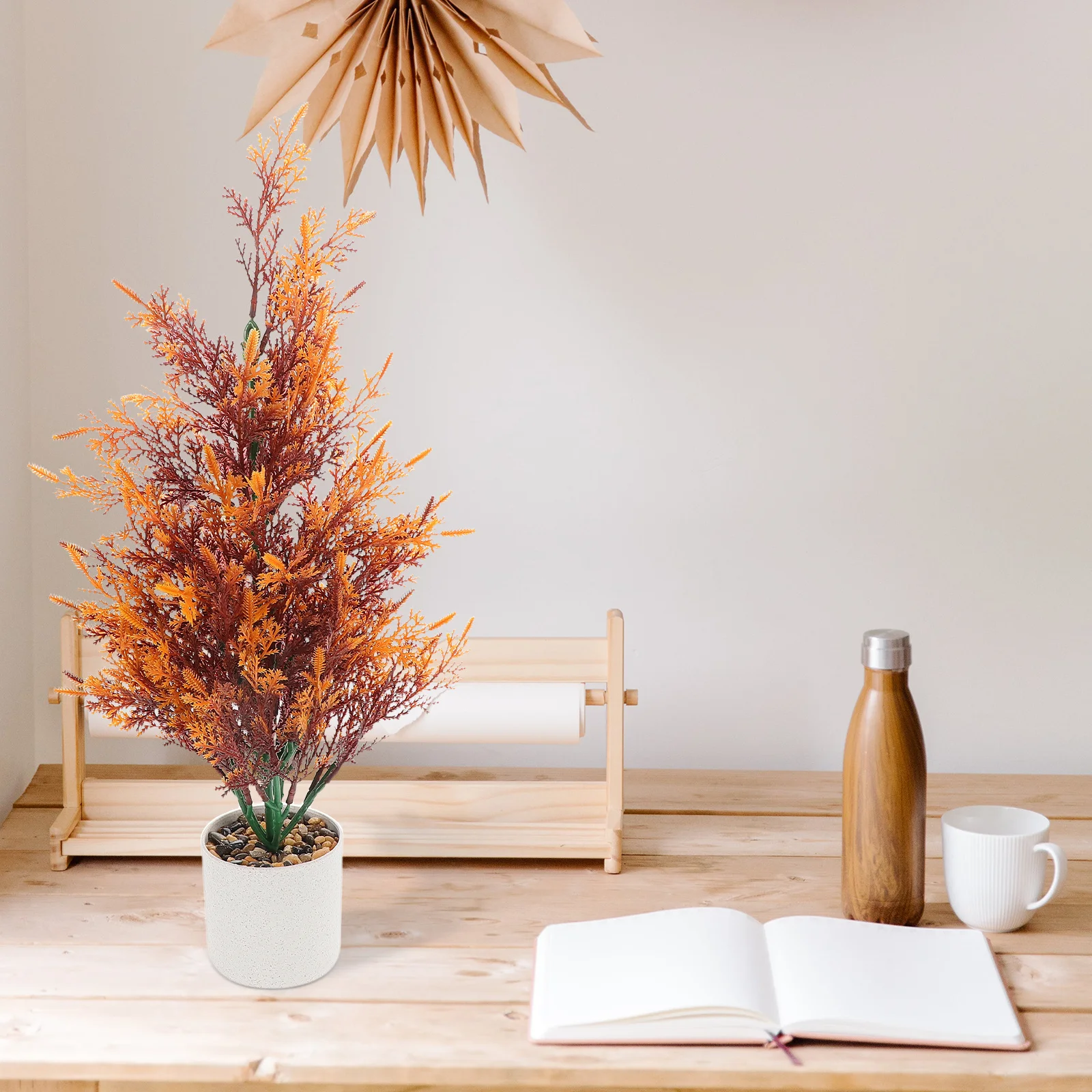 

Artificial Christmas Pine Cypress Simulation Plastic Fall Plant Stems Autumn Faux Plant Shrubs Outdoor Garden Table Centerpiece