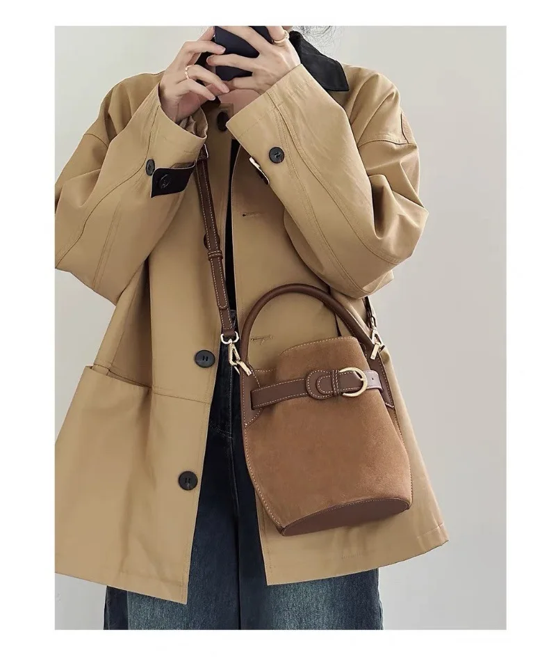 

Trendy Genuine Cow Leather Bucket Bag Women 2026 Imported Bucket Bag Food Basket Woman Handbag Top-handle
