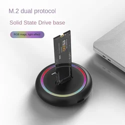 Dual Protocol SSD M 2 Docking Station RGB LED Light M.2 SATA USB C SSD Case NVME+NGFF Hdd SSD Docking Station Solid 10Gbps