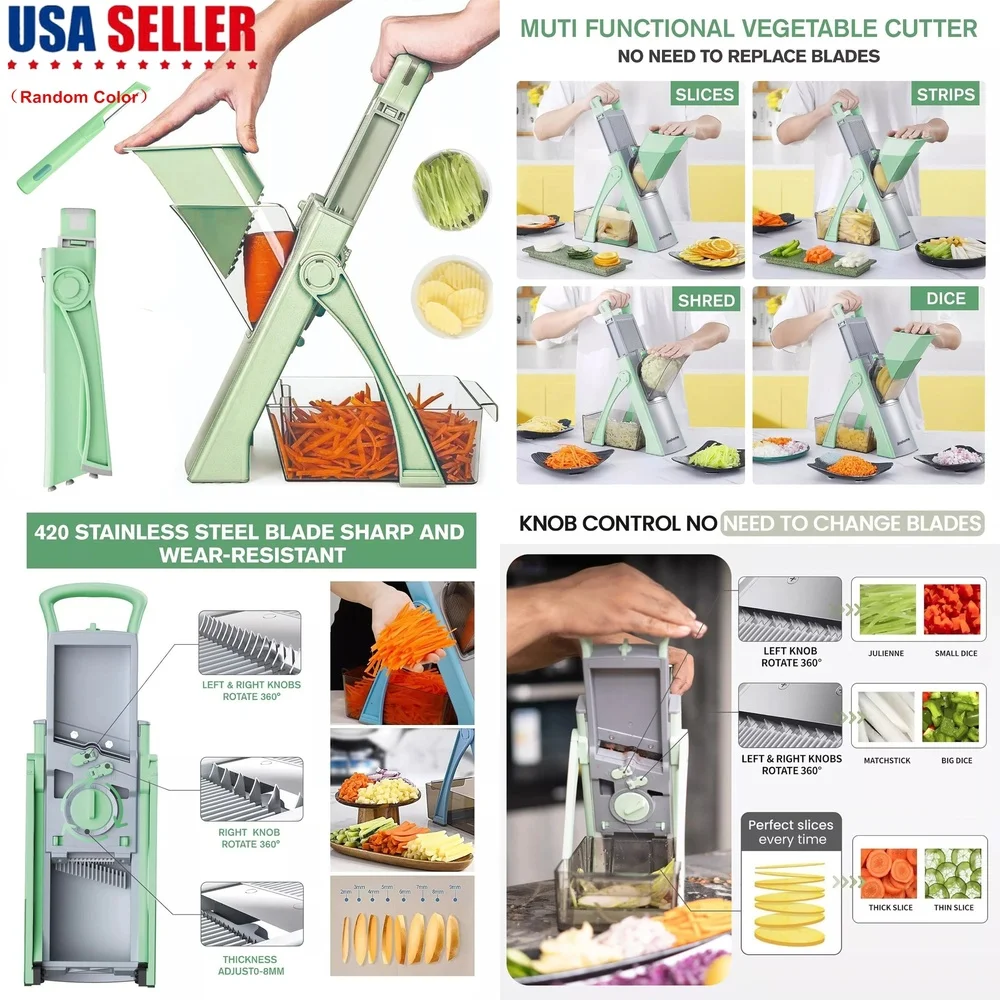 

Fruit & Vegetable Tools5 in 1 Mandoline Slicer Vegetable Chopper with Safety Guard Adjustable Food Cutter for Potatoes Carrots