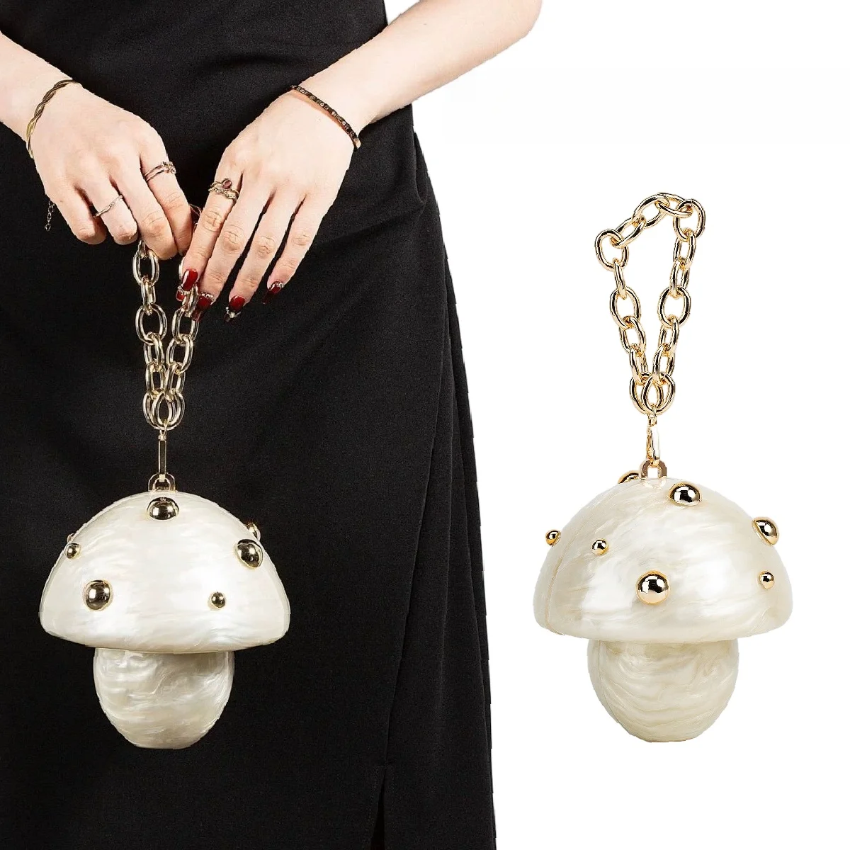 

Faionable Acrylic Musoom Handbag Women's Clutch Bag Wedding Dinner Par Handheld Bag American Retro Sle Universal G