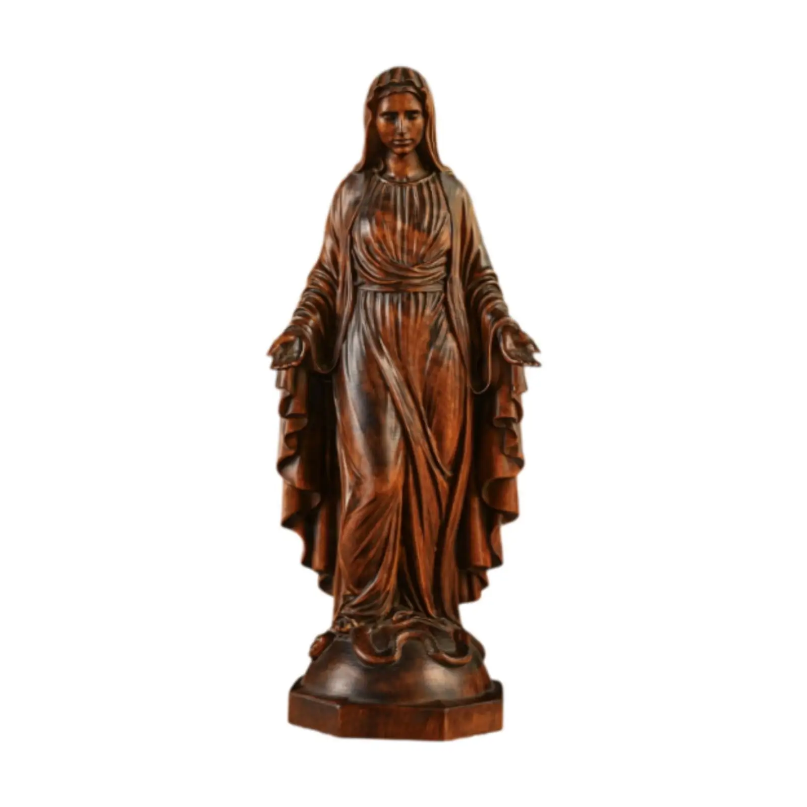 Virgin Mary Figurine Christmas Decoration Decorative Tabletop Ornament Wood