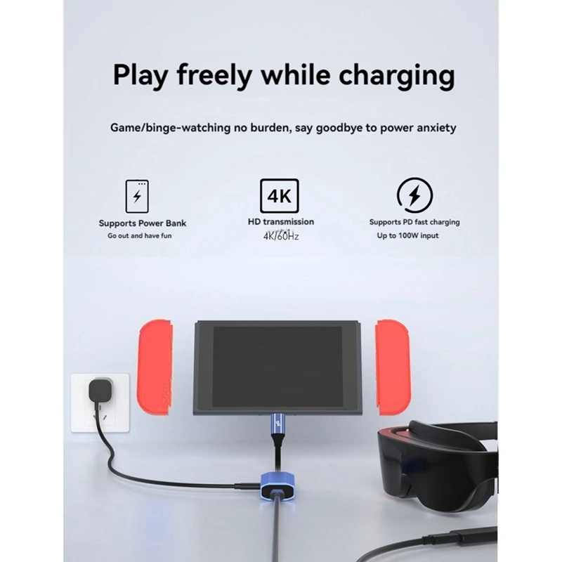 USB C к 4K при 60 Гц AR адаптер для умных очков с PD100W для Rokid/Xreal AR для Switch Steamdeck ROG Ally ноутбука