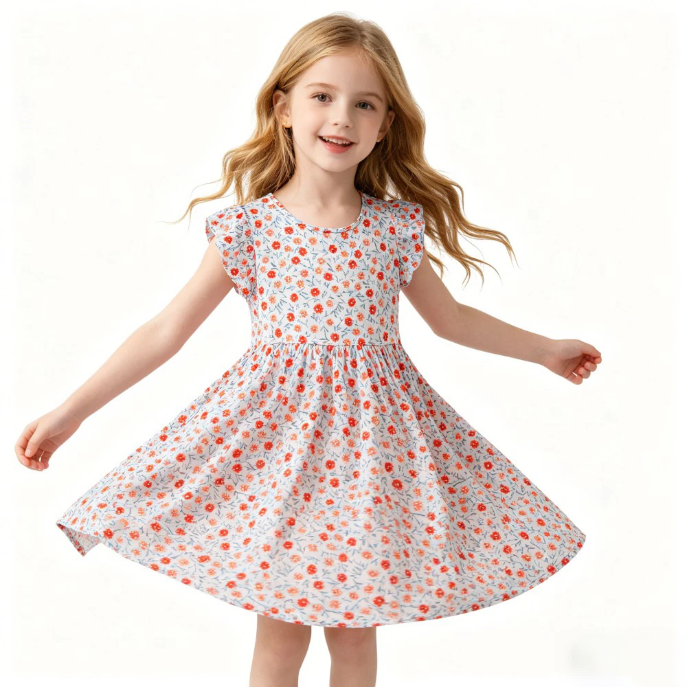 2026 Summer Kids Floral Holiday Dress for Girls Dresses Toddler Baby 1 to 2 3 4 5 6 7 8 9 10 11 12 13 14 15 16 Years Korea Dress