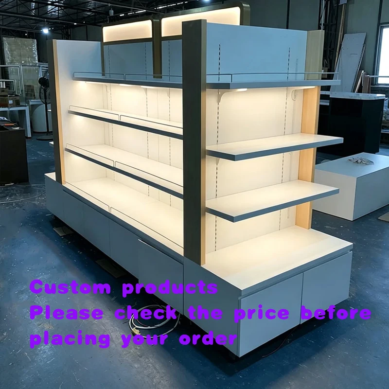 custom.Customized cosmetic display rack cabinet, four-sided island-style shelf beauty and skincare productsLEDLighting Exhib