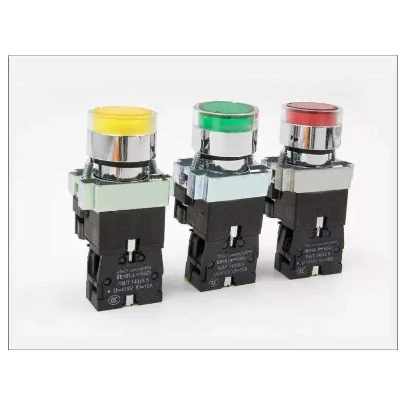 LED self-reset with light button to start and press off, green, yellow and red NP2-BW3361 BW346