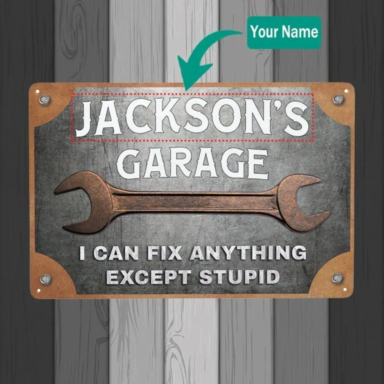 Personalisiertes Aluminium-Garagenschild mit individuellem Namen, Werkstatt- und Hausbar-Wanddekoration, nur zur Dekoration