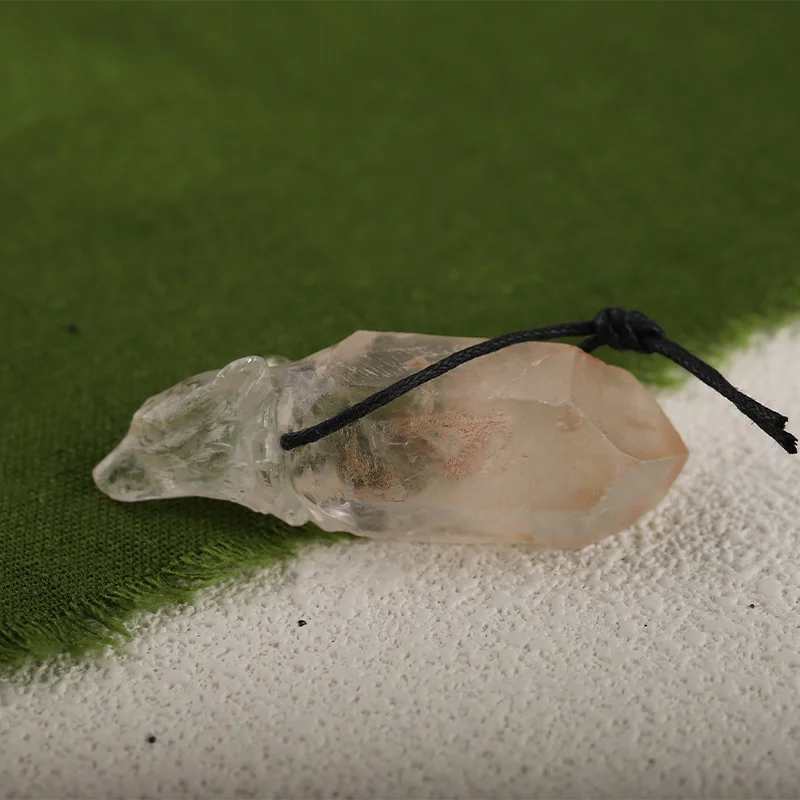 Drusy White Quartz With Pyrite Wolf Head Carving Pendant for Necklace Stone Fashion Natural Jewelry 58x14x18mm 25.9g