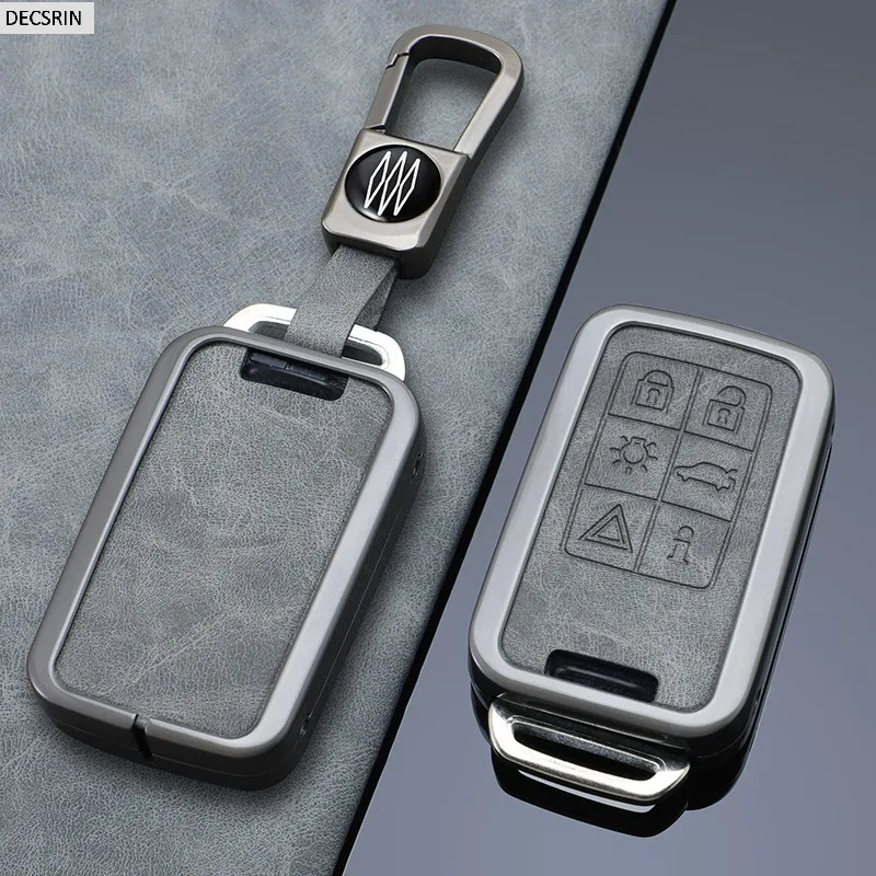 5/6 Buttons Zinc Alloy+ Leather Car Remote Key Case Cover Protection Holder Shell Key Fob For Volvo XC60 V60 S60 S80 XC70 V40