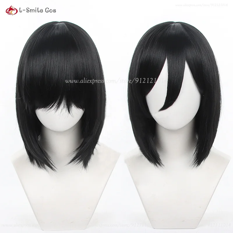 Anime cosplay mikasa acker man cosplay perücke kurze schwarze frauen anime perücken hitze beständige synthetische haar perücken kappe