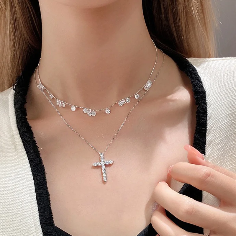 925 silver baby's breath star zircon necklace tear-shaped star river beads clavicle chain irregular water drop shape