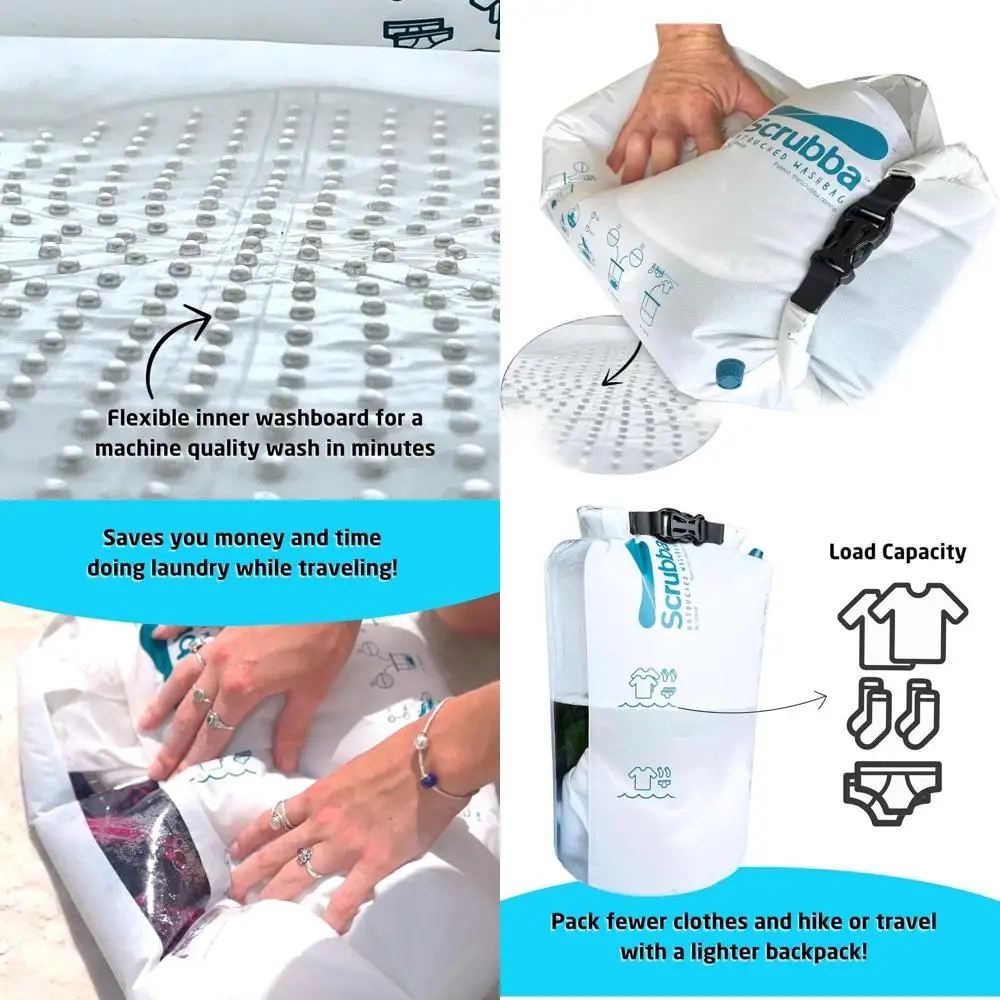 

Портативная экологичная ручная стиральная машина для путешествий, кемпинга и детской одежды - легкая, 5,3 унции.