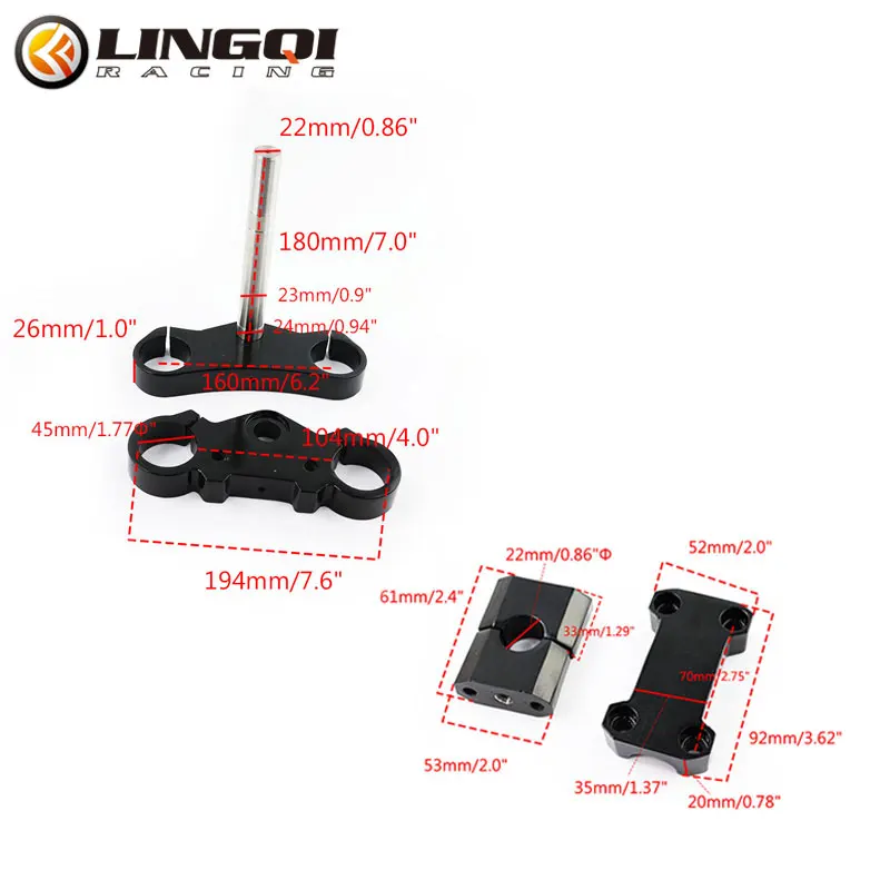 

Dirt Pit Bike Steering Column Fixed Connection Plate Scooter Off Road Fork Clamp Triple 22mm7/8" Aluminum Motorcycle Accessories