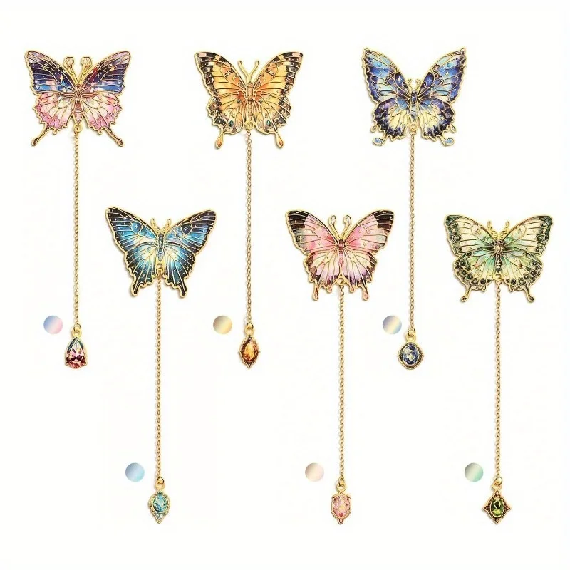 Retro Metal Butterfly Bookmark Pendant Chinese style Metal Bookmark Student Gift Stationery Book Page Clip Teacher