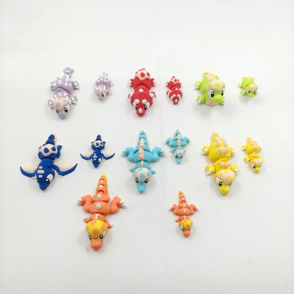 3D Printed Dinosaur Figure Cute Design Realistic Eyes Dinosaur Mini Statue 10cm Joints Movable Animal Ornament Children Gifts
