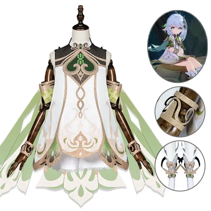 Genshin Impact Nahida Lesser Lord Kusanali Nahida Cosplay Costume Girls' Dress Wig Set Costume Halloween Party Costume