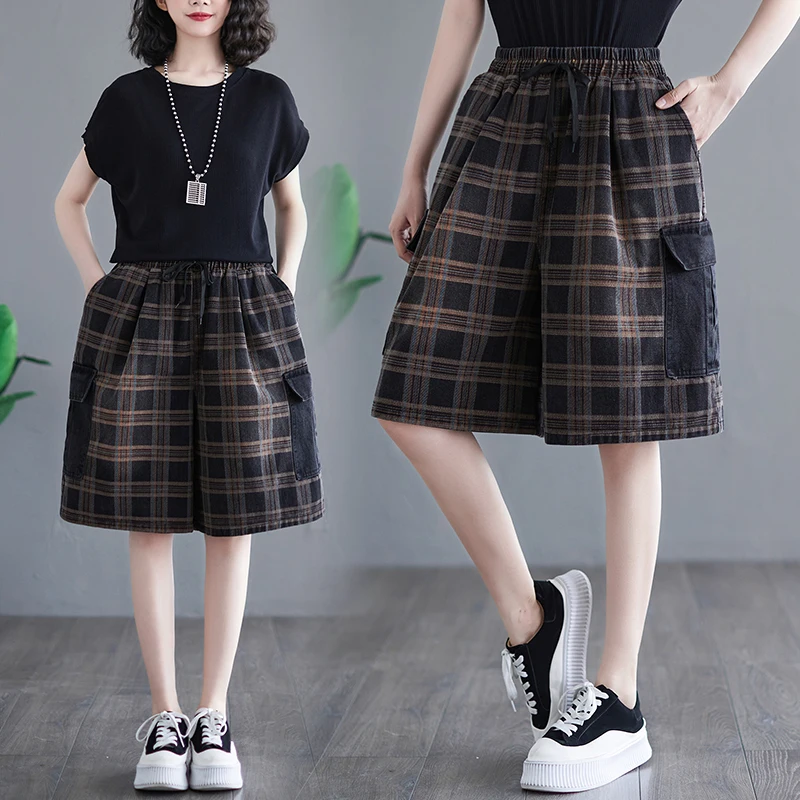 

Художественные винтажные широкие джинсы с высокой талией, женские повседневные летние новые утягивающие джинсовые орты прямого кроя