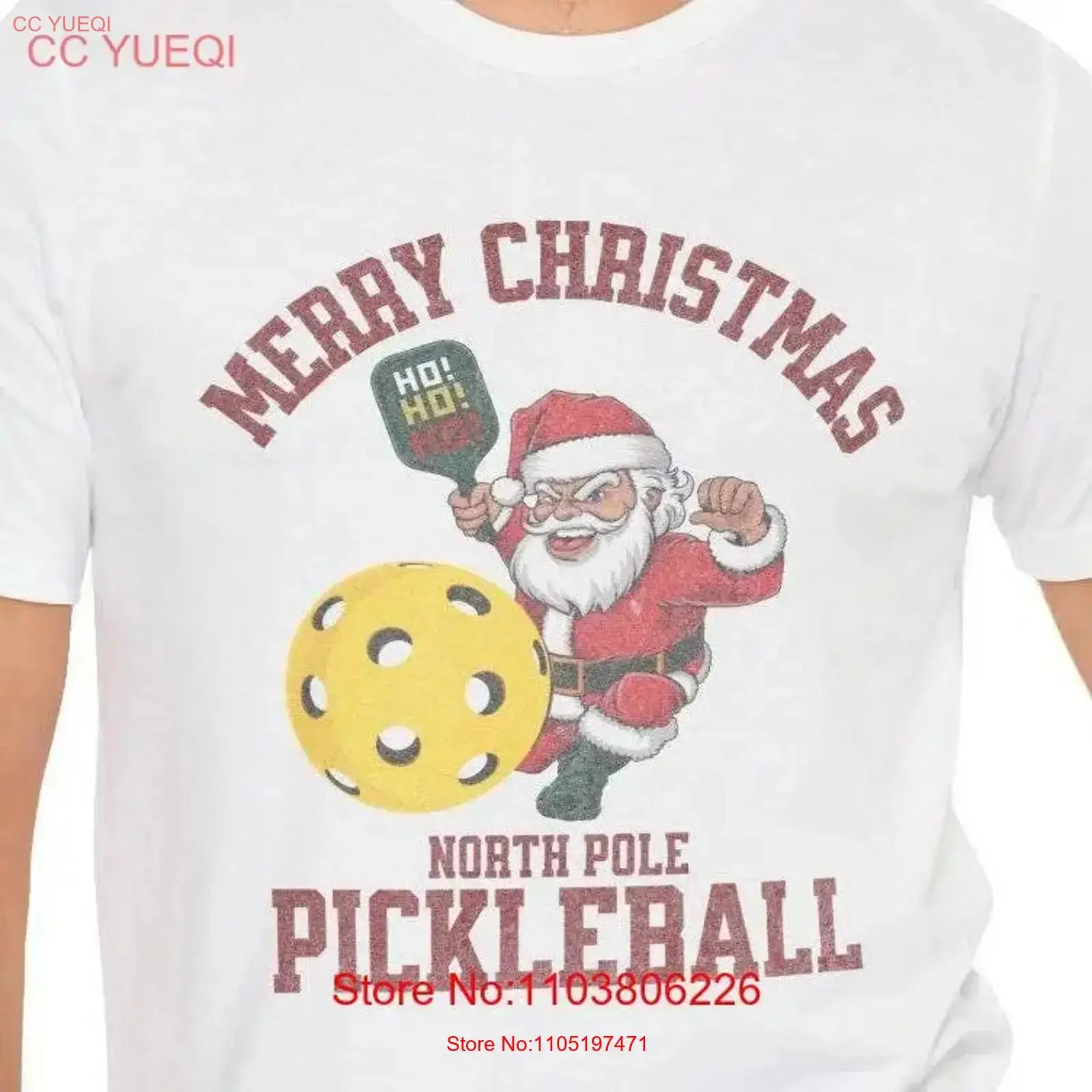 

Рождественская футболка с изображением пиклбола Санта-Клауса, праздничный праздничный трикотаж для влюбленных, винтажный стильный слегка стильный повседневный топ