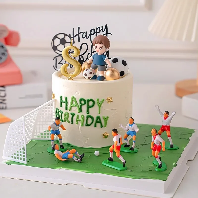 Fußball Junge Kuchen Topper Fußballspieler Puppe Dekor für Geburtstag Party Sport Thema Kinder Feier liefert Cupcake Dekor – Detail 3