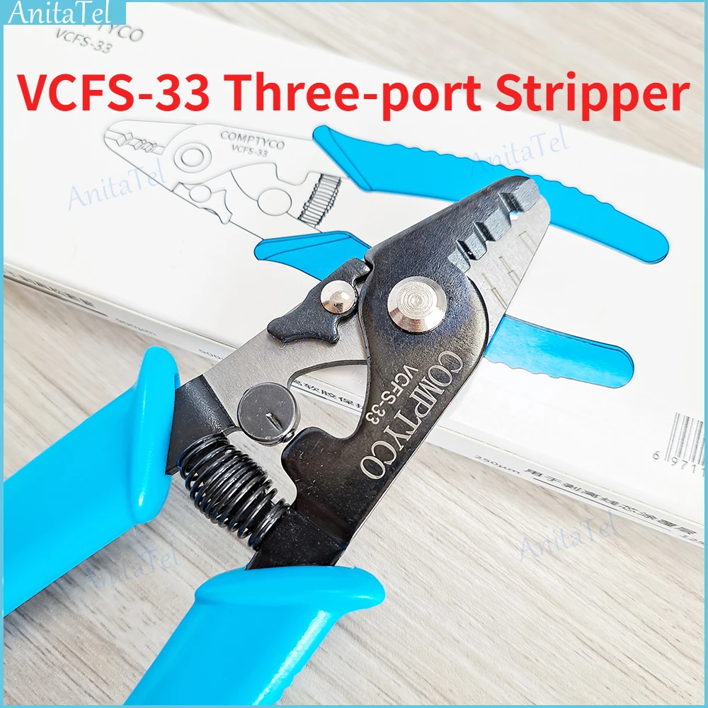 COMPTYCO VCFS-33 Three-port Fiber Optical Wire Stripper Tri-Hole Fiber Stripping Pliers FTTH Tools Optic Stripping Plier Tool