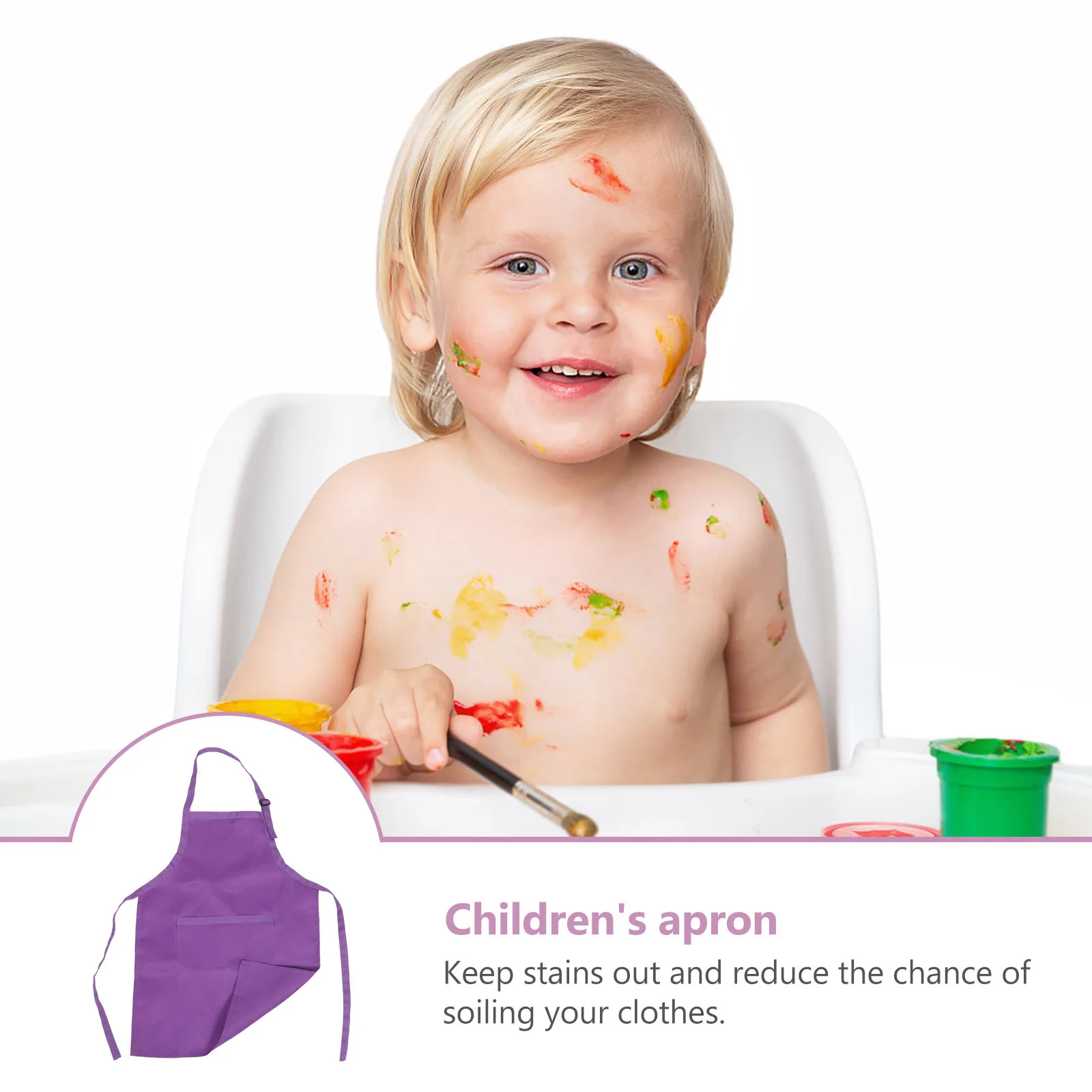 Costume de cuisine violet complet pour enfants, comprend tablier, chapeau et manches de cuisine pour la cuisson, peinture, décoration, cadeau de fête