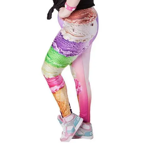 Woman leggings Color of ice cream printed slim elastic legging XL 4XL 3618