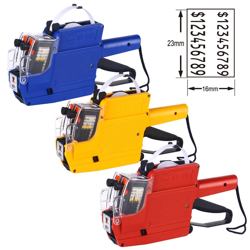 Dois Line Price Label Gun Adequado para Lojas de Varejo Pricing Label Display Tool 10 Digit Mx6600 1pc