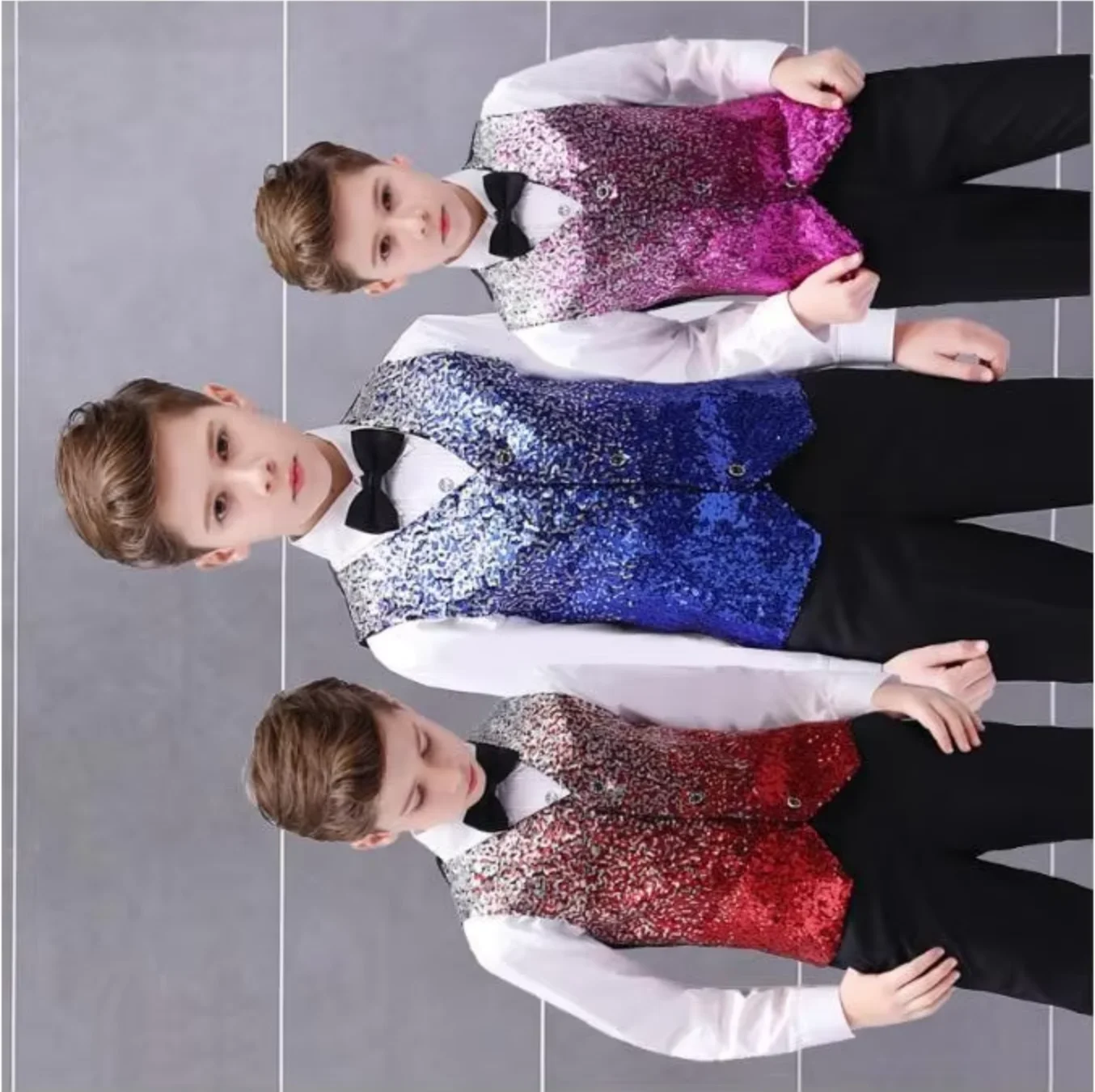 Nuovi ragazzi gradiente paillettes gilet giacca bambini abbigliamento da ballo jazz costumi hip hop vestito rave bambini abbigliamento per spettacoli teatrali