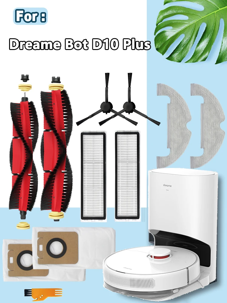 Chính Bàn Chải Cạnh Bên Lọc Lau Vải Thay Thế Cho Dreame Bot D10 Plus Robot Lau Bụi Túi Phụ Kiện