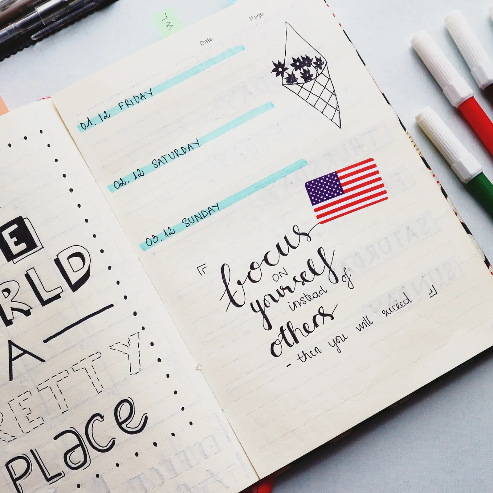 

1 Roll Flag Sticker American Flag Sticker for Journal Scrapbooking DIY Planner Laptop Water Bottle Car Suitcase Adhesive