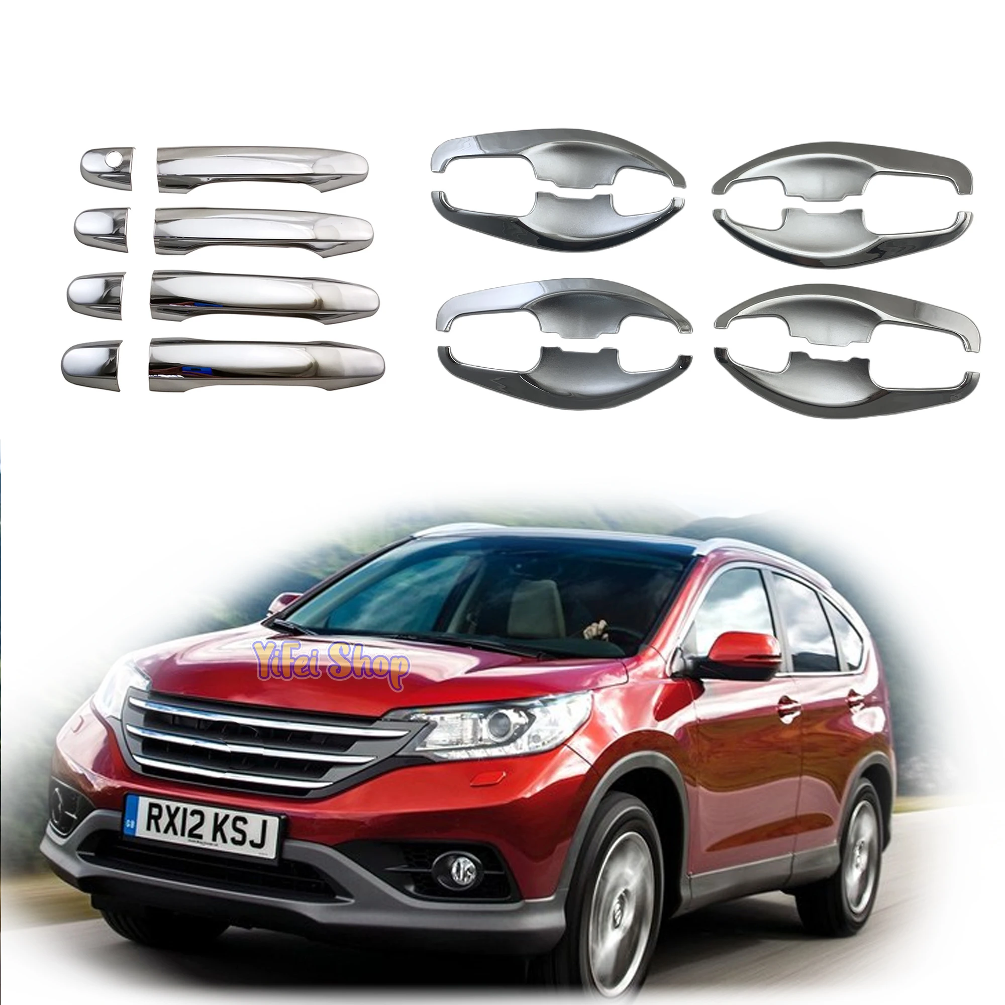 YOYO New ABS Chrome Car Accessory Door Handle Bowl Covers Trim Paste Style 2012 2013 2014 2015 2016 For Honda CR-V CRV