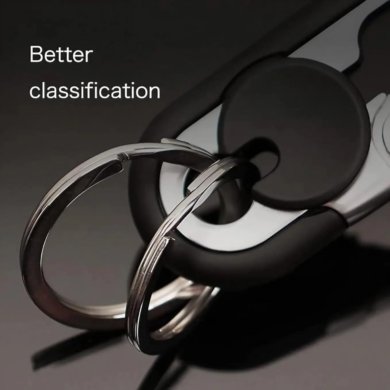Men's Car Key Chain 3pcs, Personalized Creative Stainless Steel Car Keychain for Men,Women Black Carabiner