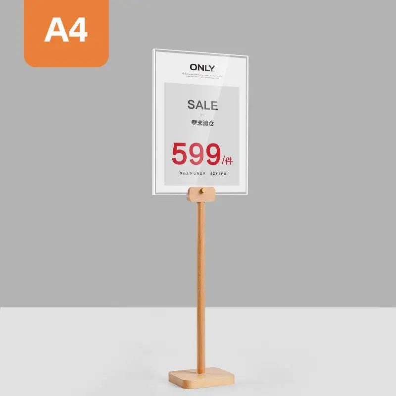 Desk Type Simplicity Beech Wood Poster Menu Price Display Stand Mall Promotion Billboard Advertising Publicize Sign Stand