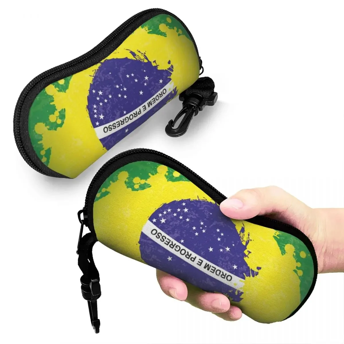 

Brazil Flag Shell Glasses Case Portable Sunglasses Box Women Men Soft Eyeglasses Bag Pouch