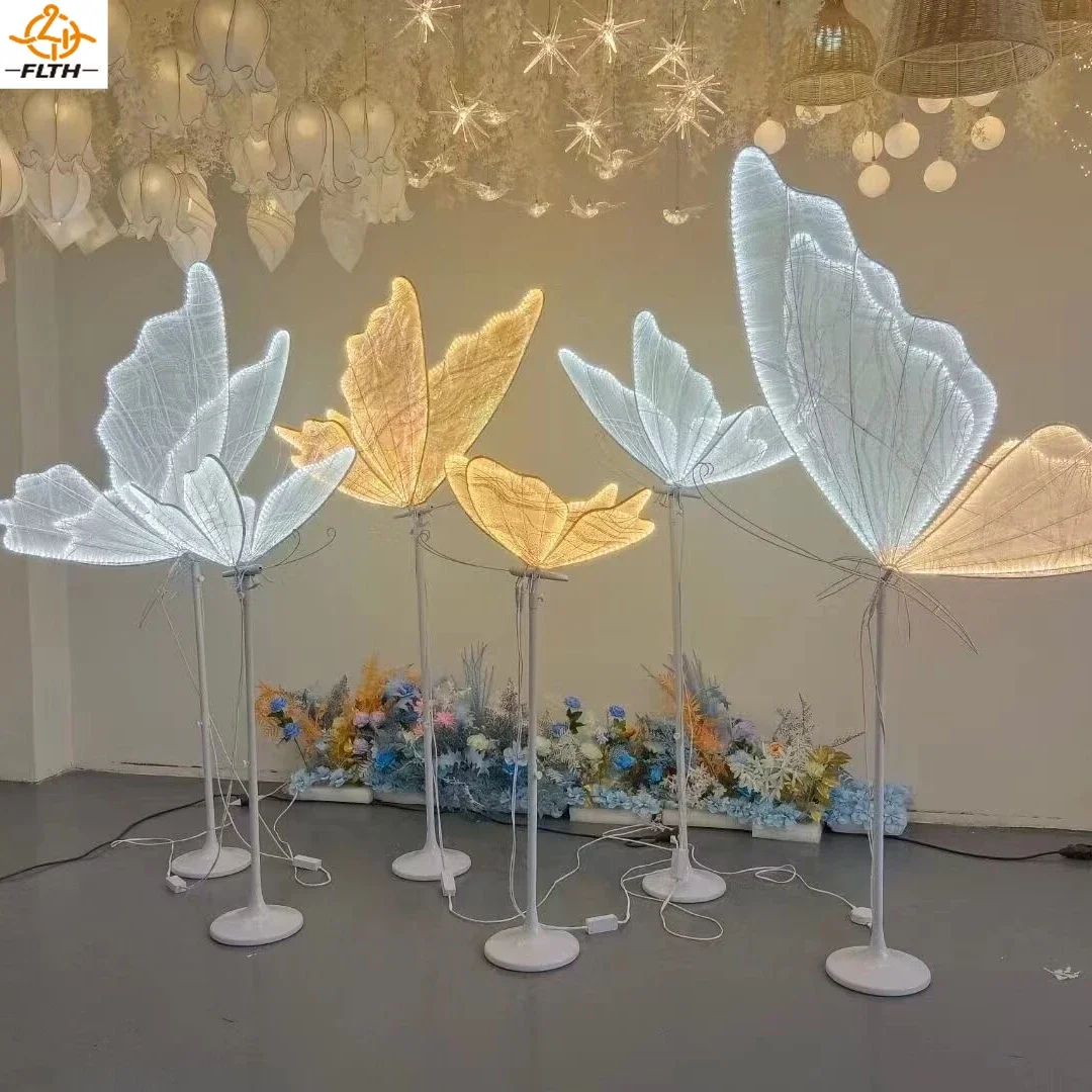 borboleta decoracao de palco de casamento luz criativa romantica rendas borboletas lampada led para festa de casamento evento passarela carga de estrada 01