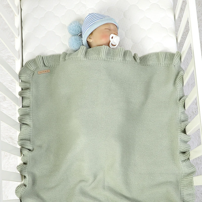 الطفل البطانيات محبوك الرضع الفتيان سرير الفراش لحاف الفتيات منقوشة 90*70 سنتيمتر الوليد عربة التقميط الاعوجاج موضة الصلبة الكشكشة