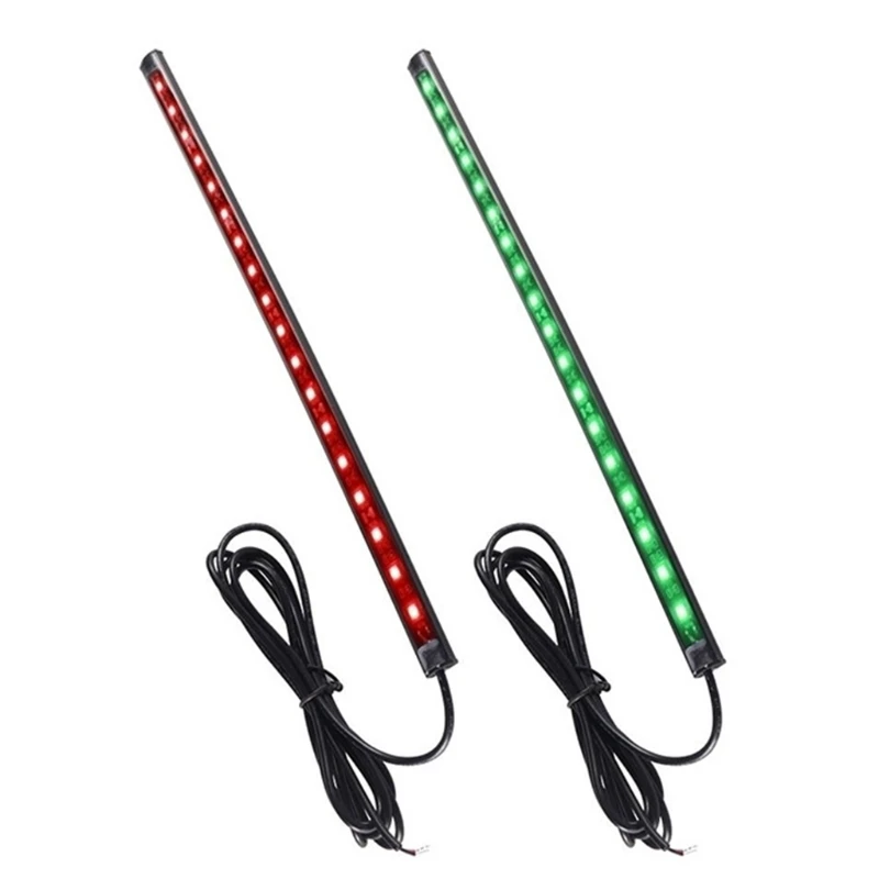 2Pcs LED Boat Navigation Light 18 LEDs Per Strip Marine Bow Light Sidelight 12V Waterproof for Fishing Boat, Red & Green