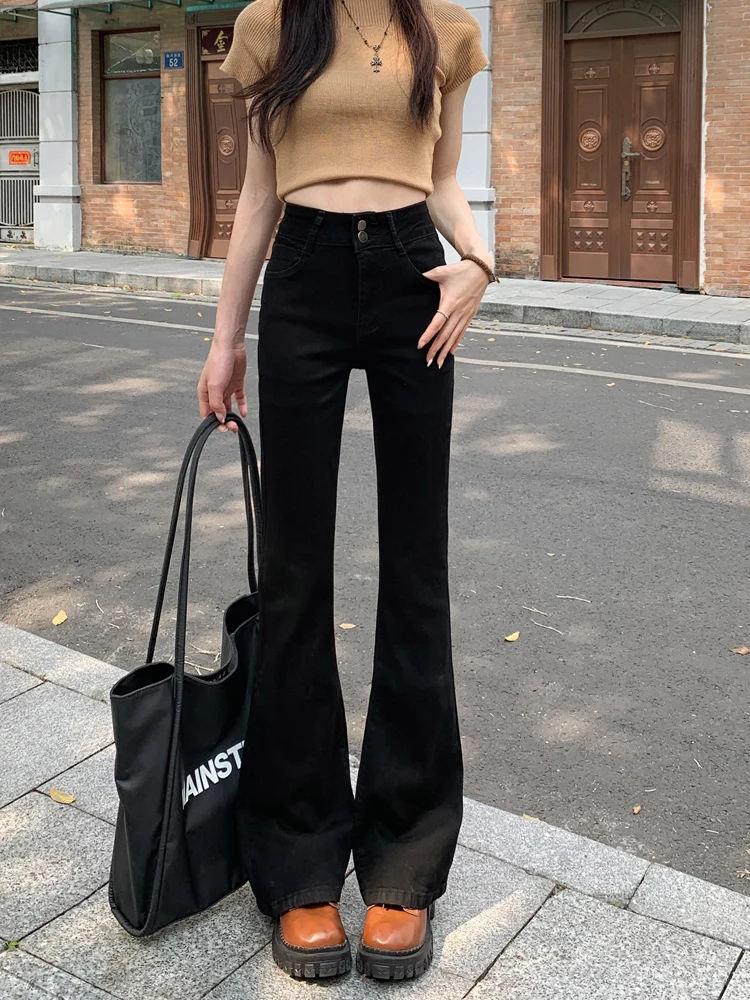 

High Waist Slim Fit Bootcut Jeans Women's Spring 2026 New Style Cotton Stretch Denim Casual Fashion Trousers Pants