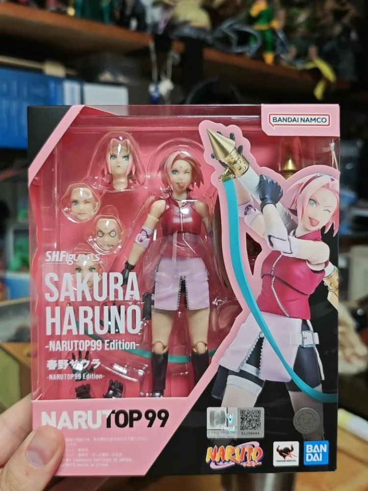 Original Bandai Anime Action Figure Naruto Shfiguarts Haruno Sakura Narutop99 Edition Finished Model Kit Toy Xmas Birthday Gift