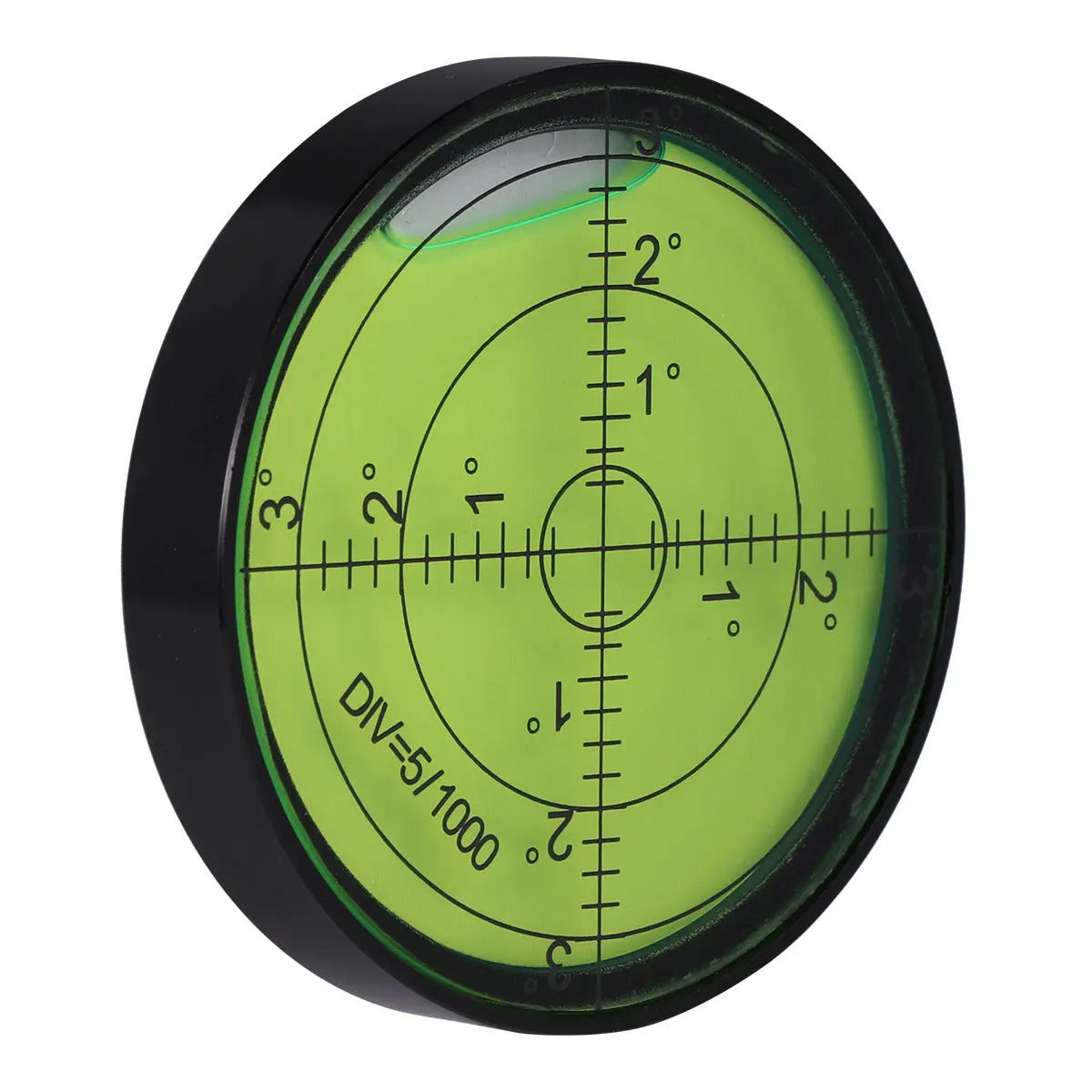 

Маленький строительный уровень с зеленой жидкостью в черном корпусе, компактный круглый пузырьковый уровень для точного определения горизонтали.