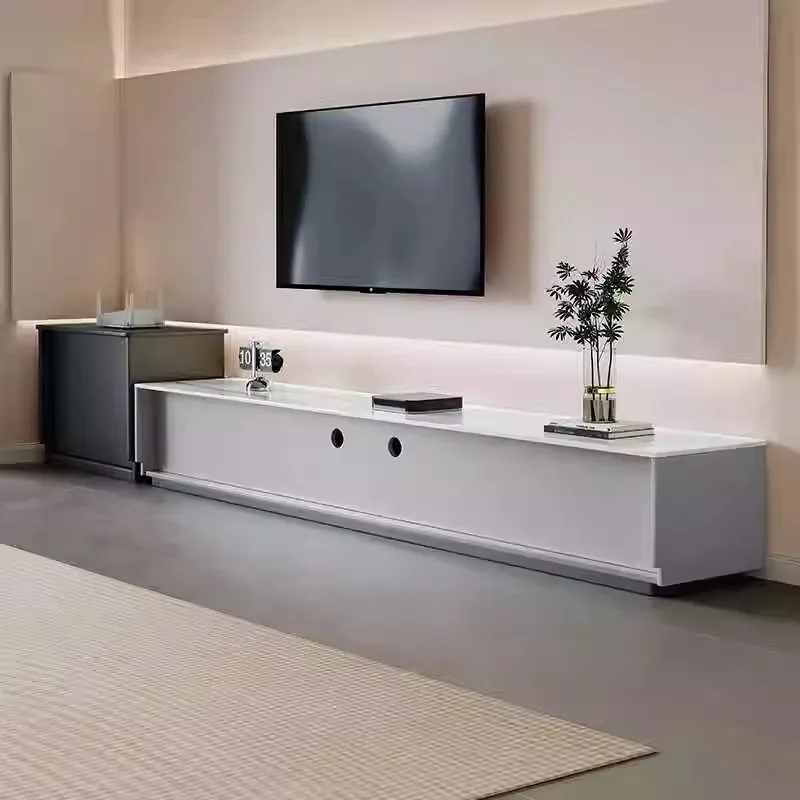 مجموعة طاولة القهوة لخزانة التلفاز المصنوعة من الخشب الصلب بالكامل، وخزانة تلفزيون منزلية فاخرة وخفيفة للشقة الصغيرة