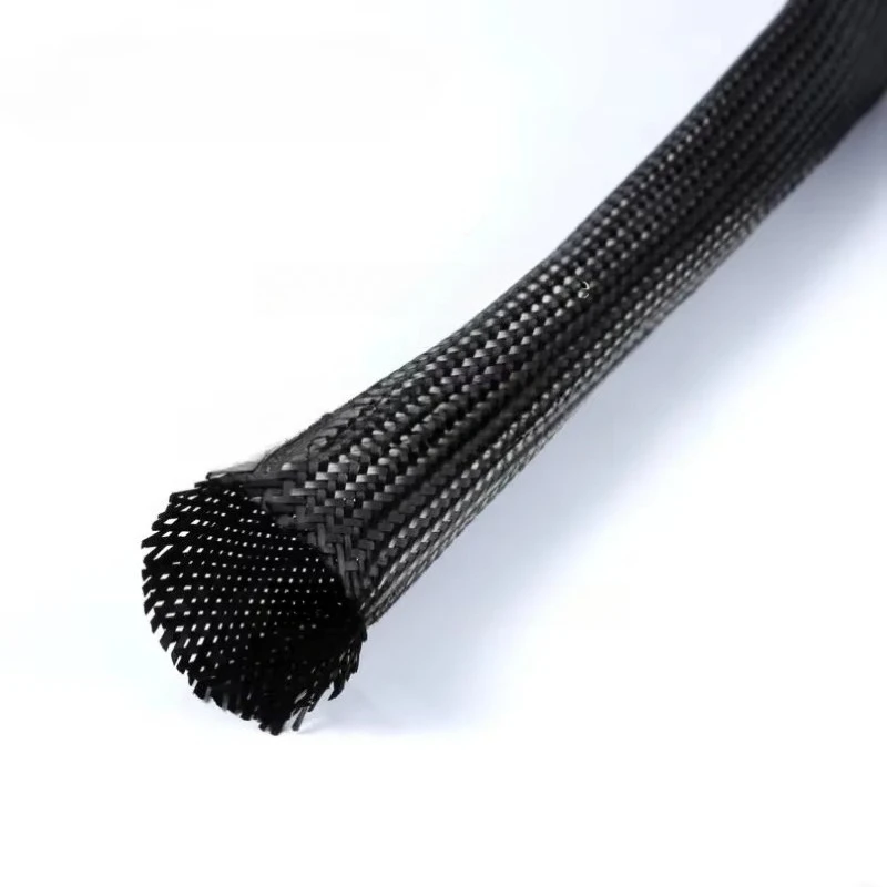 1M Carbon Fiber Cable Sleeve Braid 2MM-40MM Hollow Conductive Tape Wire Shielding Sleeve Tube