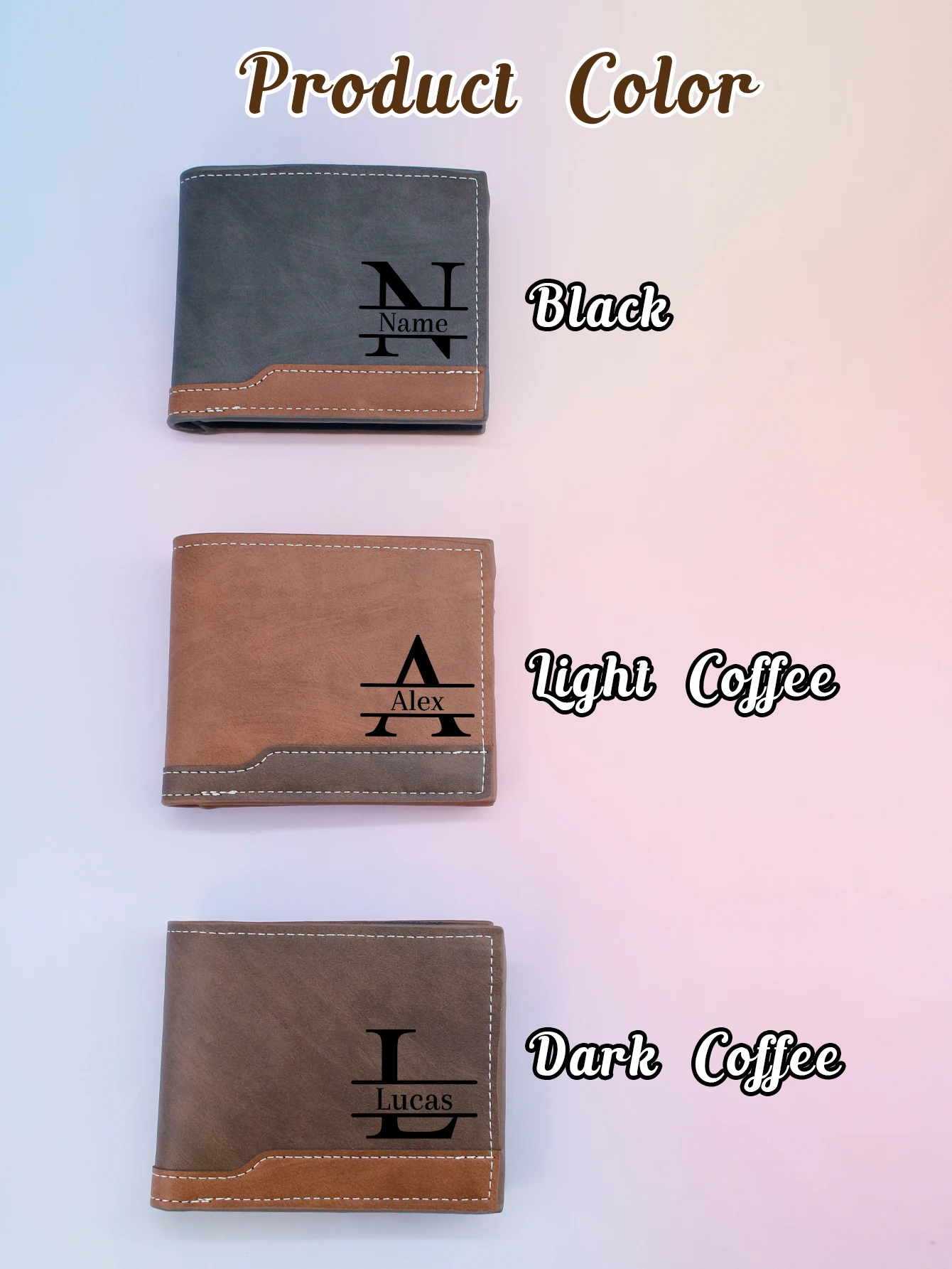 Personalized Wallet With Initial And Name, Customized Mens Wallet,Custom Letter A-Z Monogram Style For Daily Carry,