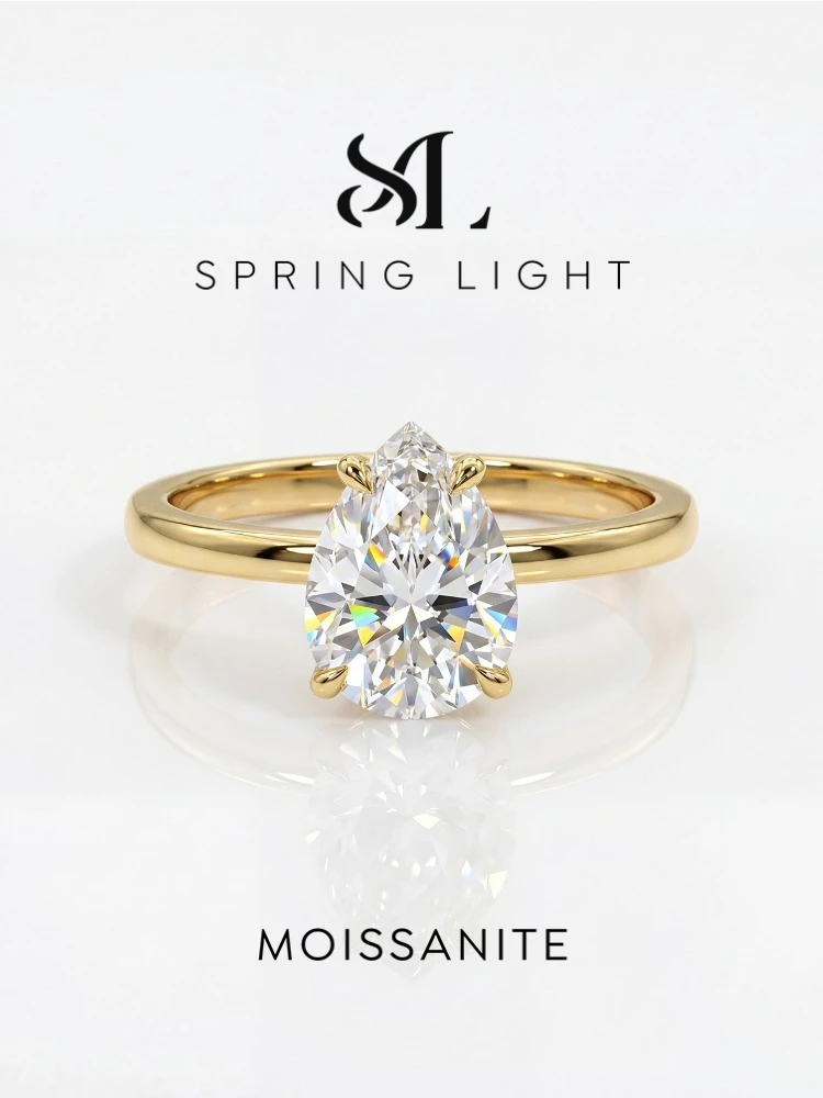 925 Sterling Silver 1CT Moissanite Diamond Luxury WaterDrop Ring For Women Engagement Wedding High Quality Fine Jewelry